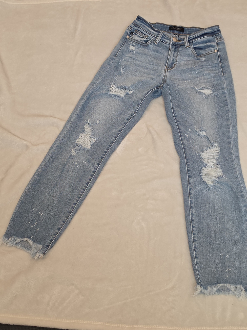 Judy Blue Light Blue Distressed Cropped Jeans Size 0/24
